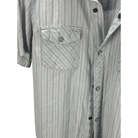 Quiksilver Mens Striped Short Sleeve Button-Down Shirt Dual Chest Pockets Size M - Picture 7 of 8